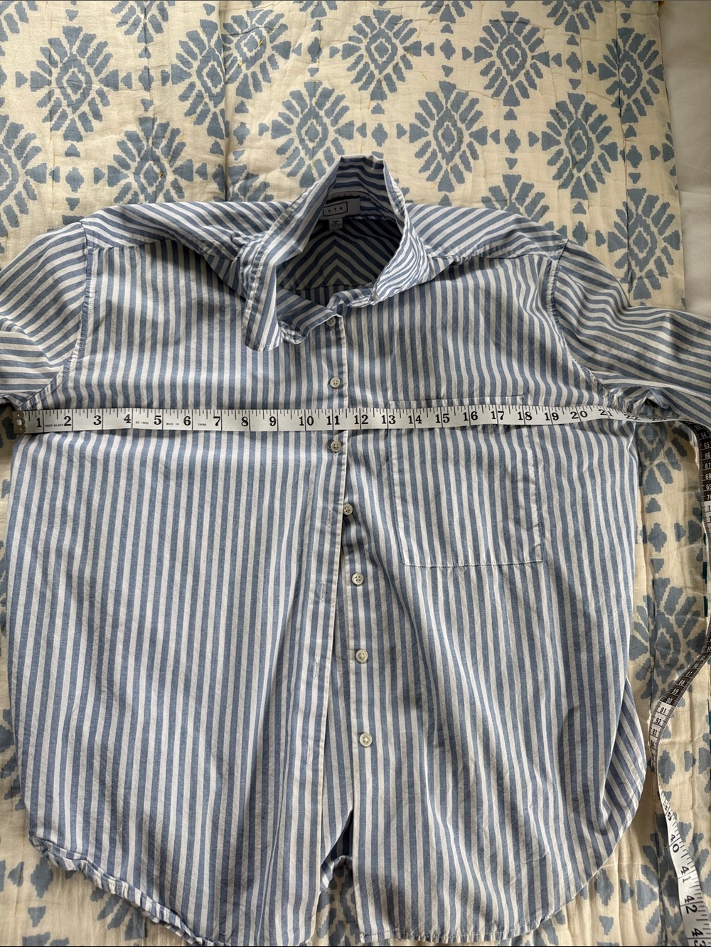 AYR Blue and White Striped Button-Down Shirt - Picture 6 of 7